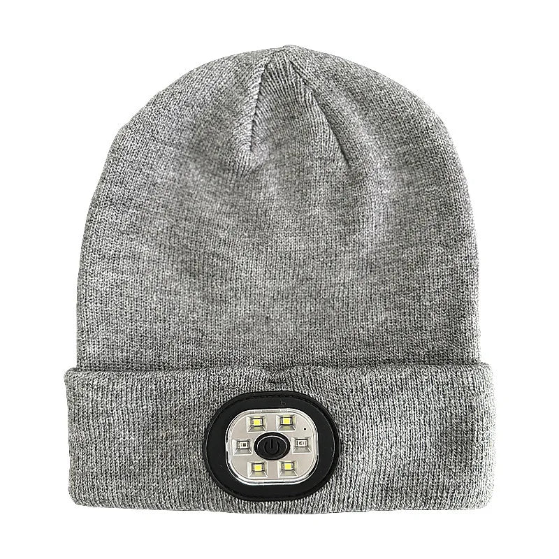 Handfree Warm Beanie Bluetooth 5.0 LED Hat Wireless Stereo Headset Music Player With MIC Support Dimming Rechargeable Battery