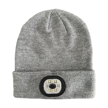 Handfree Warm Beanie Bluetooth 5.0 LED Hat Wireless Stereo Headset Music Player With MIC Support Dimming Rechargeable Battery